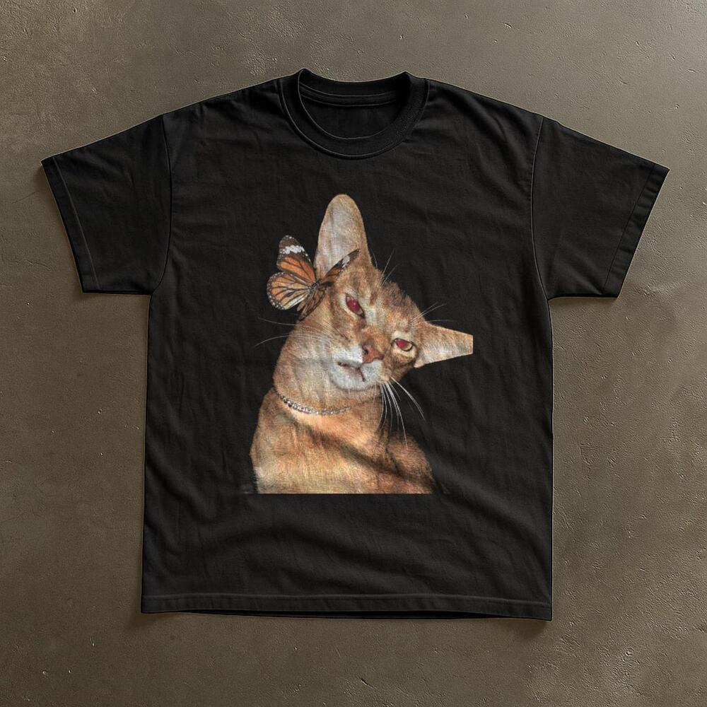 Gildan Cat Butterfly Graphic Tee Style Design